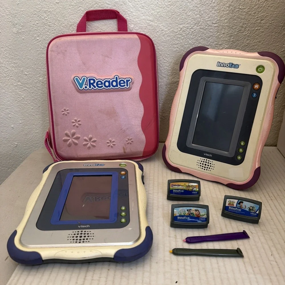 2 InnoTab 1 Learning System Tablets VTech 1268 with 3 Games & Backpack Case